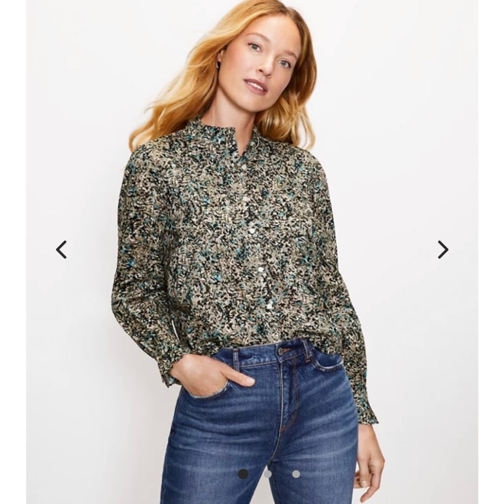 LOFT pin tucked button down top